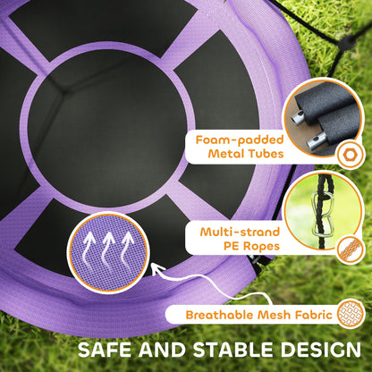 100cm Diameter Nest Seat for Kids with Height Adjustable Hanging Ropes for Outdoor, Playground, Garden, Green