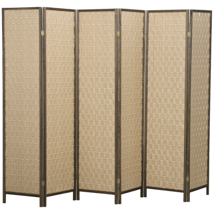 6 FT Room Divider, 4 Panel Folding Privacy Screen, Lightweight Handwoven Freestanding Partition for Home Office, Brown
