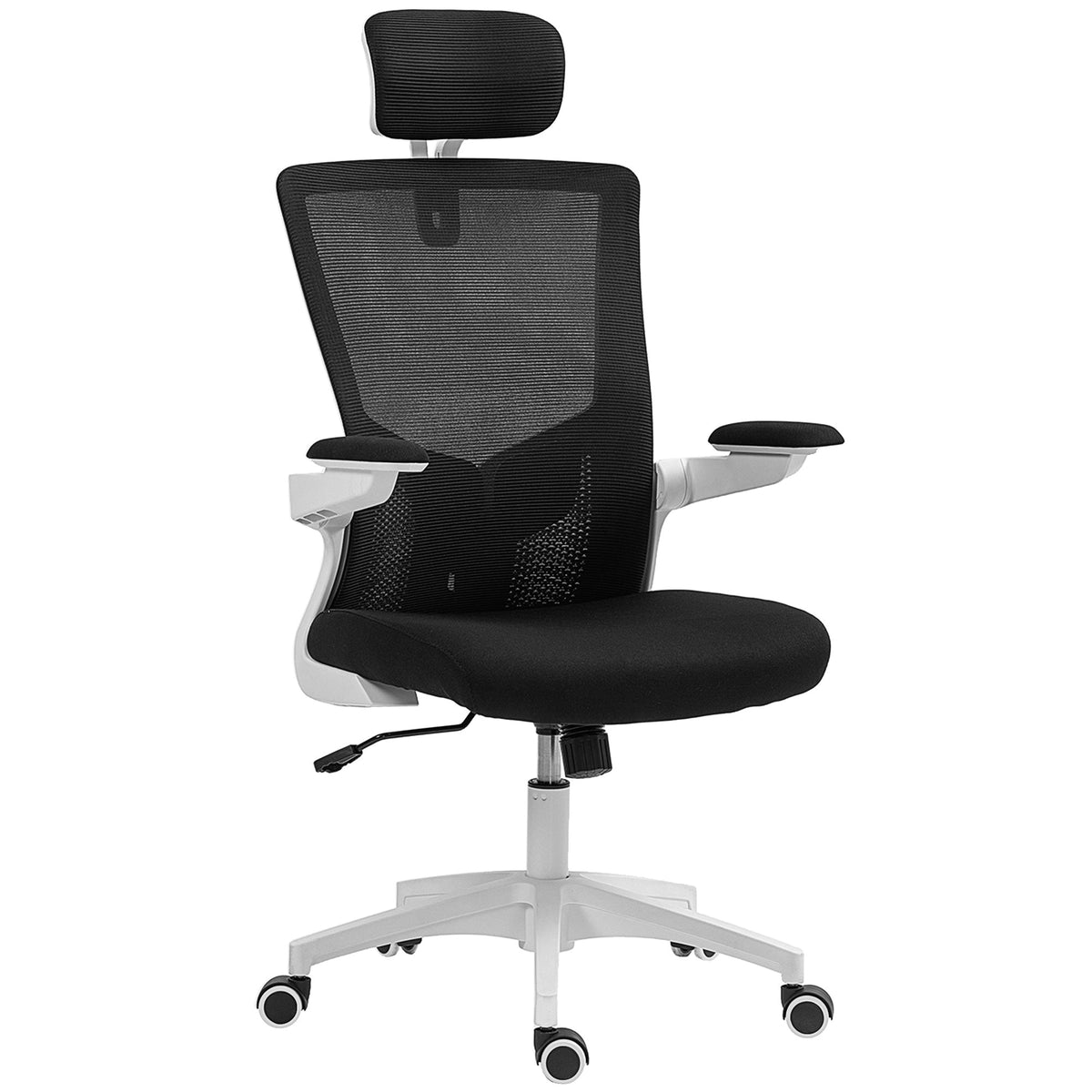 Ergonomic Office Chair, Swivel Desk Chair with Adjustable Lumbar Support, Headrest and Height, Flip-up Armrests, Beige