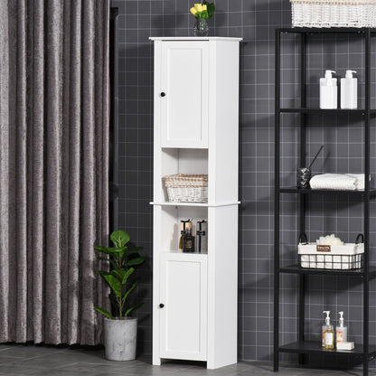 Tall Medicine Cabinet, Freestanding Bathroom Storage Cabinet with Shelves and 2 Cupboards, Bathroom Organizer, White