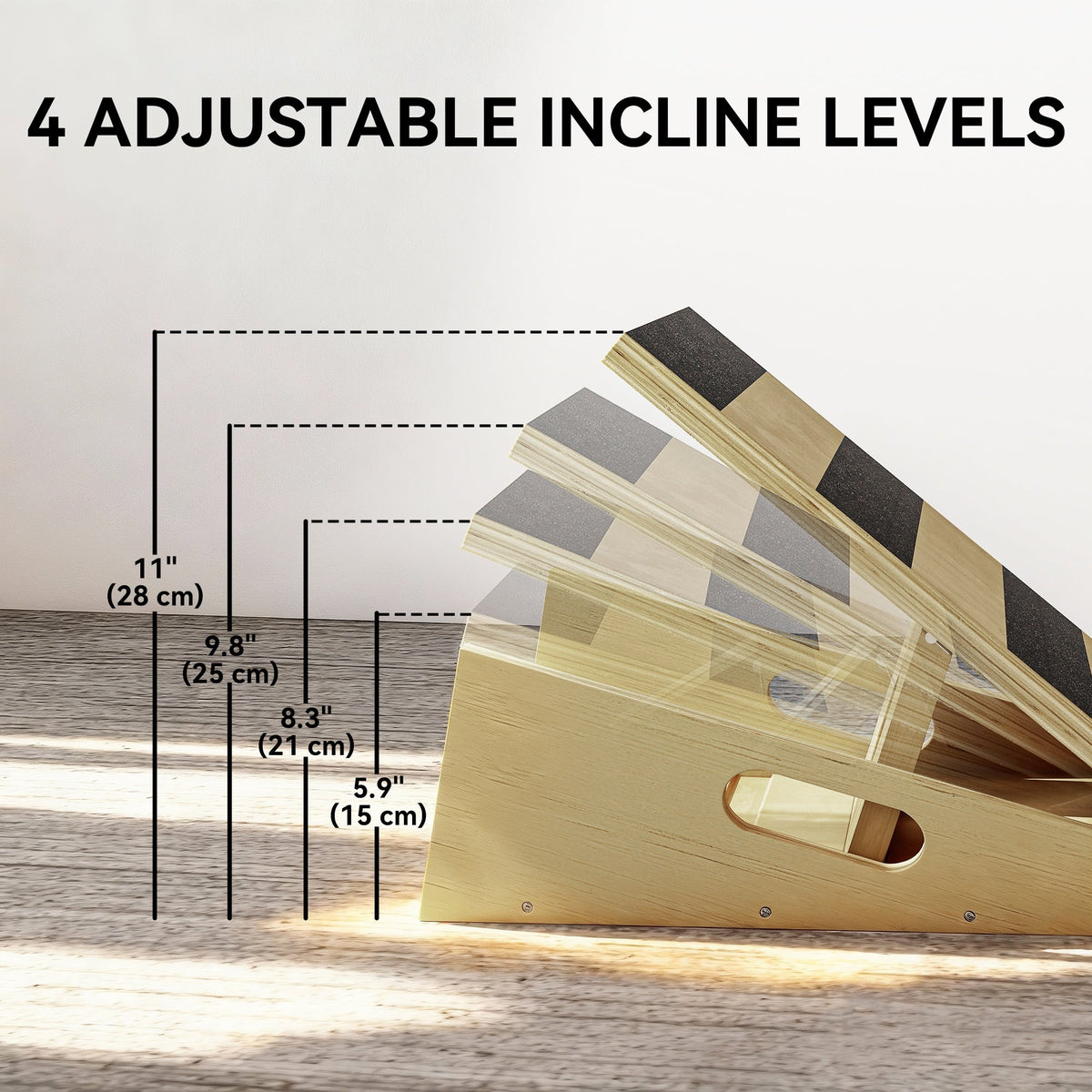 Slant Board, Portable Calf Stretcher with 4-Level Incline, Extra Side-Handle Design and Non-Slip Surface