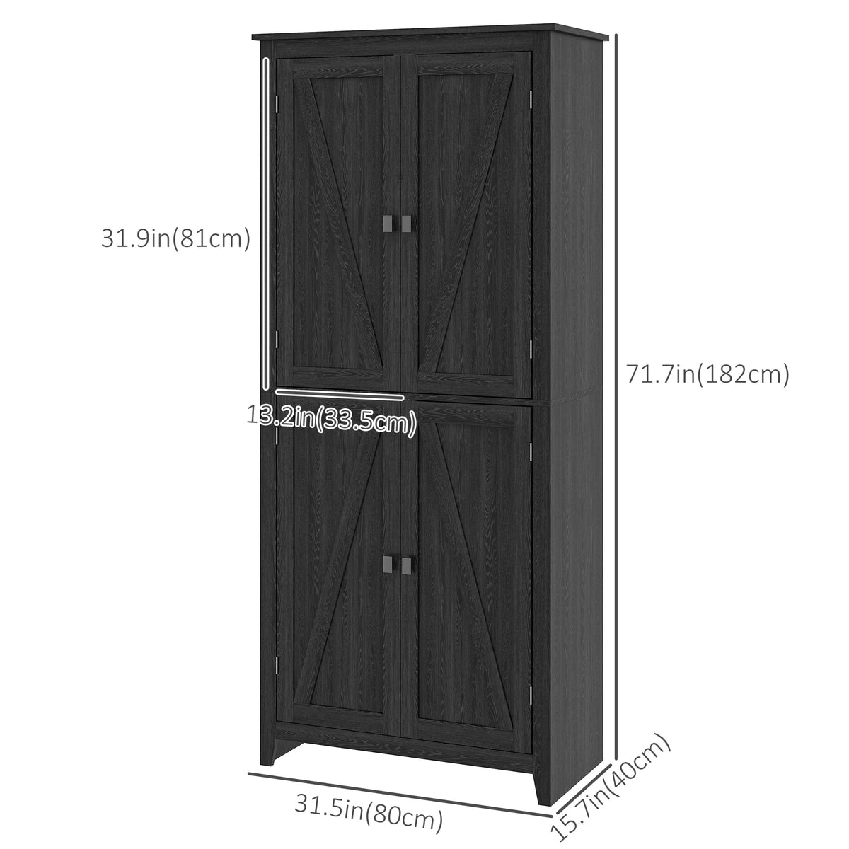72" Freestanding Storage Cabinet, Kitchen Pantry Cabinet with Doors and Shelves for Dining Room, Natural