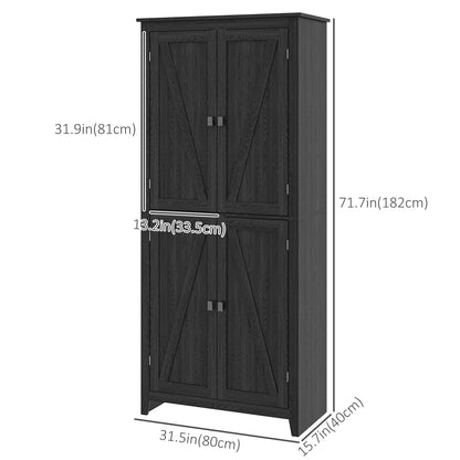 72" Freestanding Storage Cabinet, Kitchen Pantry Cabinet with Doors and Shelves for Dining Room, Natural