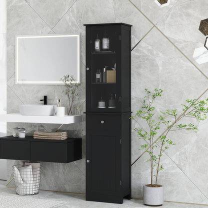 Tall Bathroom Cabinet, Bathroom Storage Cabinet with Drawers, 2 Doors and Adjustable Shelves, White