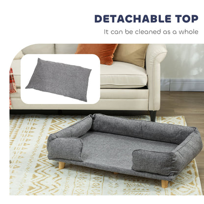 Washable Dog Sofa for Large Dogs, Elevated Pet Couch with Anti-slip Foot Pads, Dark Grey