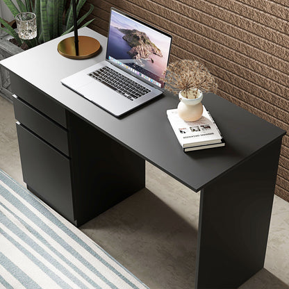 Modern Computer Desk, Home Office Desk for Study, Writing Workstation with Storage Drawer and Cabinet for Living Room, White