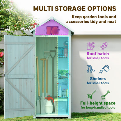 30" x 21" x 71" Garden Storage Shed, Sheds & Outdoor Storage Outdoor Workshop Yard Tool Utility Storage House Water-resistant All-weather Cover Spire Roof with 3 Tiers Shelves Grey