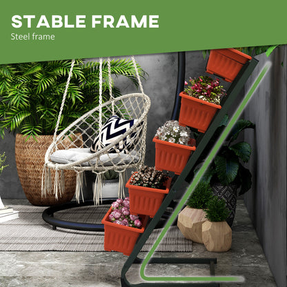 5-Tier Vertical Raised Garden Planter with 5 Boxes, Wheels, Outdoor Plant Stand for Vegetable Flowers, Brown