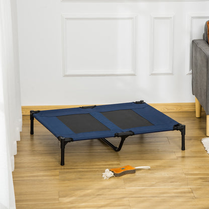 Elevated Dog Bed, Raised Dog Cot for M Sized Dogs, Indoor & Outdoor, 30" x 24" x 7", Blue